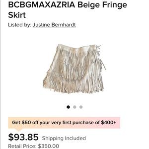 BCBGMAXAZRIA Beige Fringe Skirt